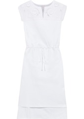See By Chloé Woman Asymmetric Broderie Anglaise-paneled Cotton-jersey Dress White