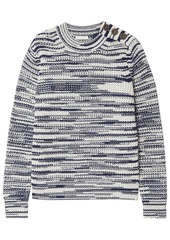 See By Chloé Woman Button-embellished Space-dyed Knitted Sweater Navy