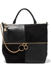 See By Chloé Woman Emy Patchwork Leather And Suede Tote Black