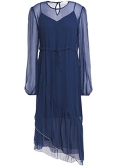 See By Chloé Woman Ruffled Silk-georgette Dress Navy