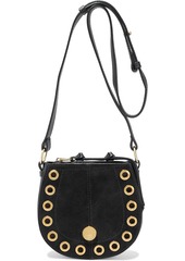 See By Chloé Woman Kriss Eyelet-embellished Pebbled-leather And Suede Shoulder Bag Black