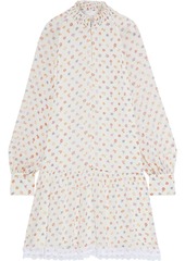 See By Chloé Woman Lace-trimmed Floral-print Georgette Dress Off-white