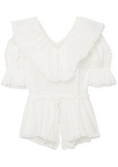 See By Chloé Woman Lace-trimmed Ruffled Cotton-voile Blouse Ivory