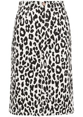 See By Chloé Woman Leopard-print Denim Pencil Skirt Animal Print