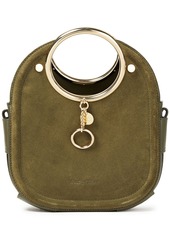 See By Chloé Woman Mara Embellished Suede-paneled Leather Tote Army Green