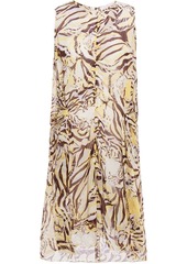 See By Chloé Woman Ruched Printed Silk-voile Dress Ecru