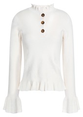 See By Chloé Woman Ruffle-trimmed Cotton-blend Sweater White