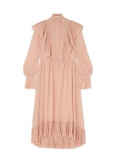 See By Chloé Woman Ruffled Gathered Georgette Midi Dress Blush