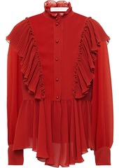 See By Chloé Woman Ruffled Georgette Peplum Blouse Red