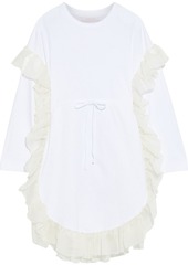 See By Chloé Woman Ruffled Georgette-trimmed Cotton-jersey Mini Dress White