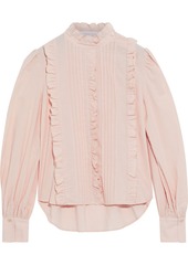 See By Chloé Woman Ruffled Pintucked Cotton Blouse Blush