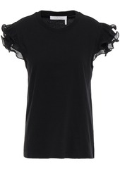See By Chloé Woman Ruffle-trimmed Cotton-jersey Top Black