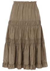 See By Chloé Woman Gathered Woven Midi Skirt Army Green