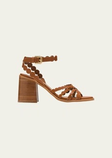 See by Chloé See by Chloe Kaddy Scallop Leather Ankle-Strap Sandals