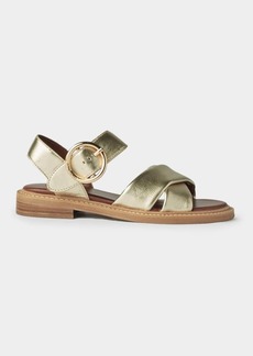 See by Chloé See by Chloe Lyna Metallic Crisscross Ankle-Strap Sandals