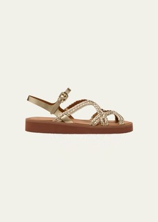 See by Chloé See by Chloe Sansa Metallic Braided Ankle-Strap Sandals