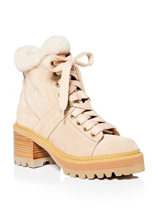 See by Chloé See by Chloe Women's Lace Up Lug Sole Shearling Booties