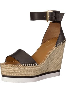 See by Chloé See by Chloe Women's Wedge Heeled Glyn Black Leather Sandals Shoes