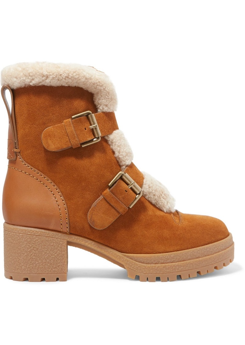 see by chloe leather trimmed ankle boots