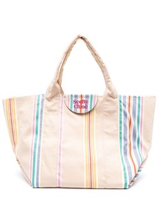See by Chloé striped cotton tote bag