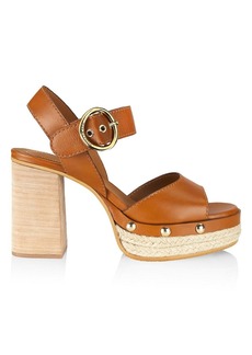 See by Chloé Vivane Leather Platform Ankle-Strap Sandals