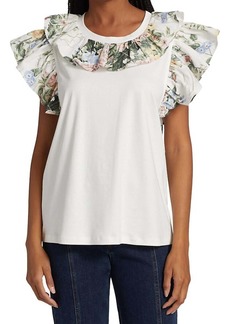 See by Chloé Women Flutter Sleeves Scoop Neck Top In White