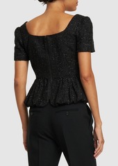 Self Portrait Bouclé Peplum Top