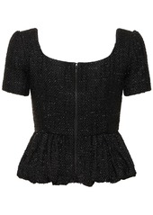 Self Portrait Bouclé Peplum Top