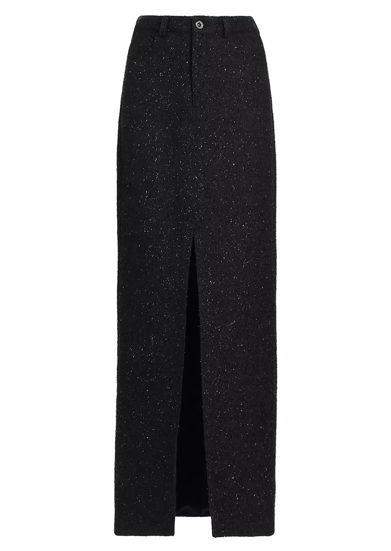 Self Portrait Bouclé Slit Maxi Skirt