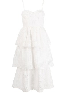 Self Portrait broderie anglaise tiered midi dress
