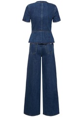 Self Portrait Buttoned Denim Long Jumpsuit