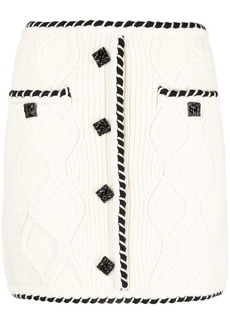 Self Portrait Cable Knit button-embellished miniskirt