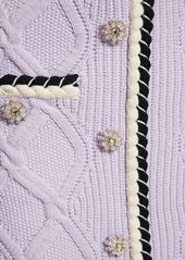 Self Portrait Cable Knit Cotton Blend Mini Skirt