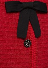 Self Portrait Cotton Blend Knit Top W/bow