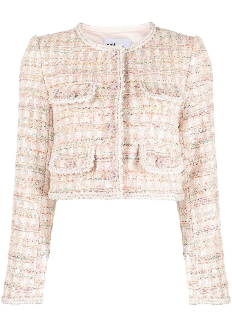 Self Portrait cropped bouclé jacket