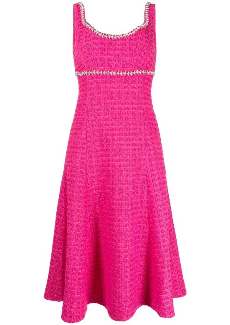 Self Portrait crystal-embellished bouclé midi dress