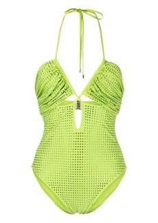 Self Portrait crystal-embellished cut-out swimsuit