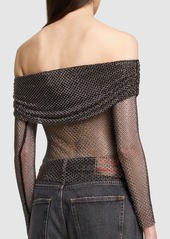 Self Portrait Embellished Fishnet Top