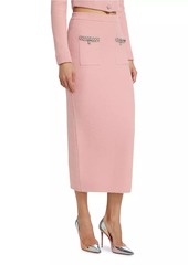 Self Portrait Embellished Knit Midi-Skirt