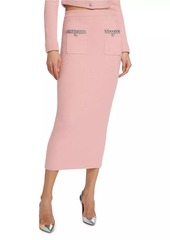 Self Portrait Embellished Knit Midi-Skirt