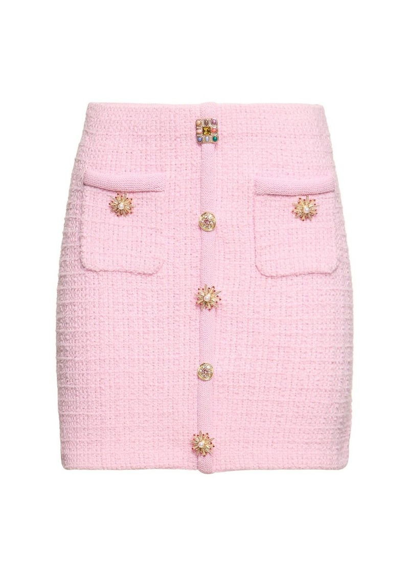 Self Portrait Embellished Knit Mini Skirt