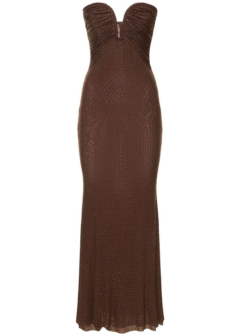 Self Portrait Embellished Mesh Maxi Dress