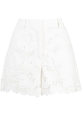 Self Portrait embroidered high-waisted shorts
