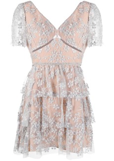 Self Portrait floral-embroidered tulle dress