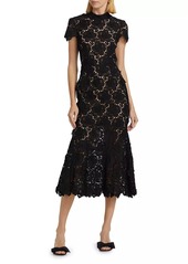 Self Portrait Flower Lace Mermaid Midi-Dress