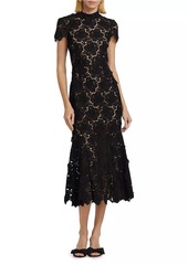 Self Portrait Flower Lace Mermaid Midi-Dress