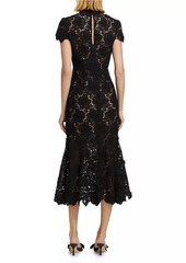 Self Portrait Flower Lace Mermaid Midi-Dress