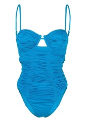 Self Portrait gathered-panel underwired swimsuit