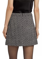 Self Portrait Herringbone Diamanté Miniskirt