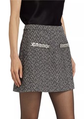 Self Portrait Herringbone Diamanté Miniskirt